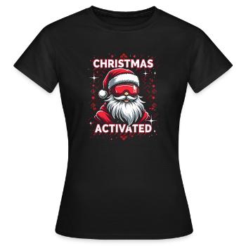 Weihnachtsmann auf Skis: Christmas Mode Activated - Frauen T-Shirt - Schwarz - Vorne - AI Model Female 172 dark (172cm)