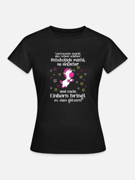 Einhorn Sarkasmus - Frauen T-Shirt - Schwarz