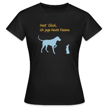 hund_jagt_fasane_neu_cb - Frauen T-Shirt - Schwarz - Vorne - AI Model Female 172 dark (172cm)
