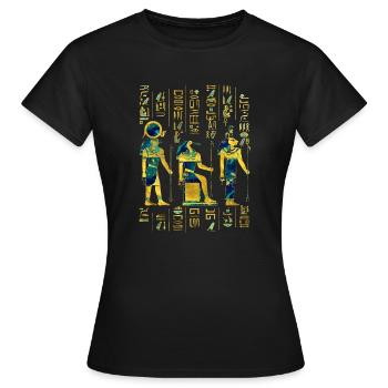 Egyptian Deities on hieroglyphics gold and marble - Women's T-Shirt - black - Front - AI Model Female 172 dark (172cm)