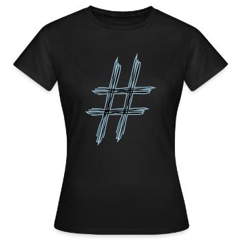 hashtag # - Frauen T-Shirt - Schwarz - Vorne - AI Model Female 172 dark (172cm)
