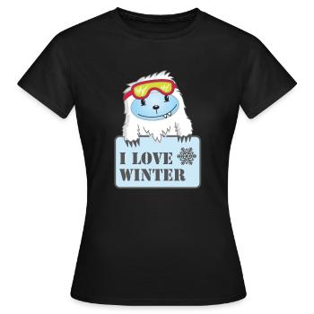 Yeti - I love winter - Frauen T-Shirt - Schwarz - Vorne - AI Model Female 172 dark (172cm)