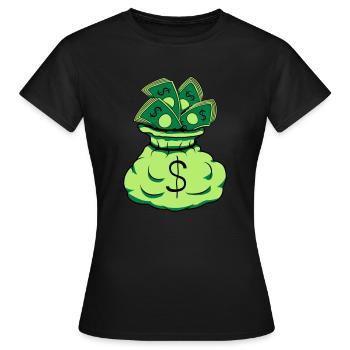 Geld Sack Scheine - Frauen T-Shirt - Schwarz - Vorne - AI Model Female 172 dark (172cm)