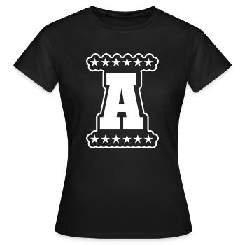 Large A - Women's T-Shirt - black - Front - AI Model Female 172 dark (172cm)