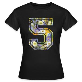 Number 5 flower, Football team, university basketball - Women's T-Shirt - black - Front - AI Model Female 172 dark (172cm)