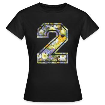 Numero 2 fleur, Équipe Foot, basket université - T-shirt Femme - noir - Devant - AI Model Female 172 dark (172cm)