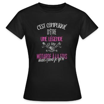 Femme motarde maman motarde maillot motarde moto - T-shirt Femme - noir - Devant - AI Model Female 172 dark (172cm)