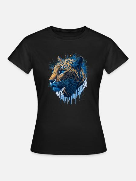 Leopard Raubkatze Illustration - Frauen T-Shirt - Schwarz
