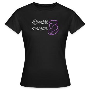 bientôt maman bébé - T-shirt Femme - noir - Devant - AI Model Female 172 dark (172cm)