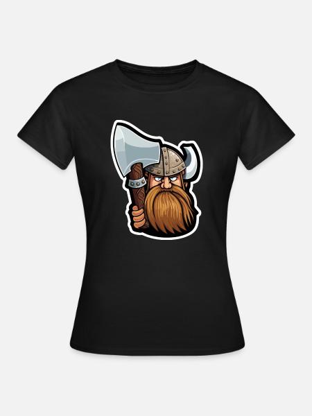 Olaf, der Kühne: Cartoon-Wikinger Olaf - Frauen T-Shirt - Schwarz