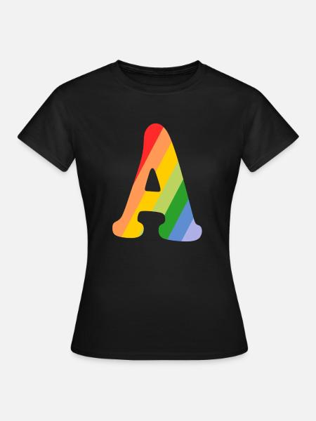 Buchstabe A Regenbogen - Frauen T-Shirt - Schwarz