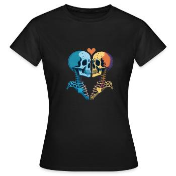 Embrasser des squelettes romantiques - T-shirt Femme - noir - Devant - AI Model Female 172 dark (172cm)