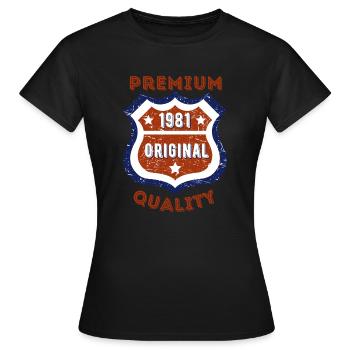 Qualité premium 1981 - T-shirt Femme - noir - Devant - AI Model Female 172 dark (172cm)