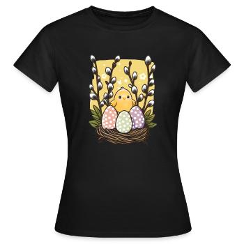 Oeufs de Pâques et brindilles de saule - T-shirt Femme - noir - Devant - AI Model Female 172 dark (172cm)