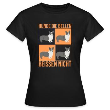 Corgi - Hunde die bellen, beißen nicht. - Frauen T-Shirt - Schwarz - Vorne - AI Model Female 172 dark (172cm)