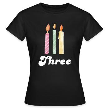 Kerze zum 3. Jahrestag - Frauen T-Shirt - Schwarz - Vorne - AI Model Female 172 dark (172cm)