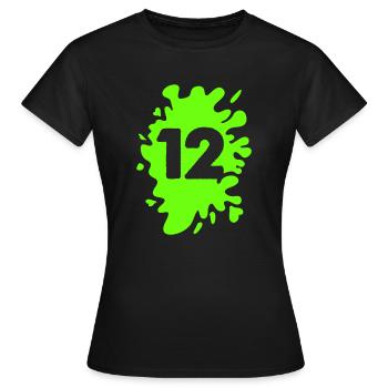 klecks 12 - Frauen T-Shirt - Schwarz - Vorne - AI Model Female 172 dark (172cm)