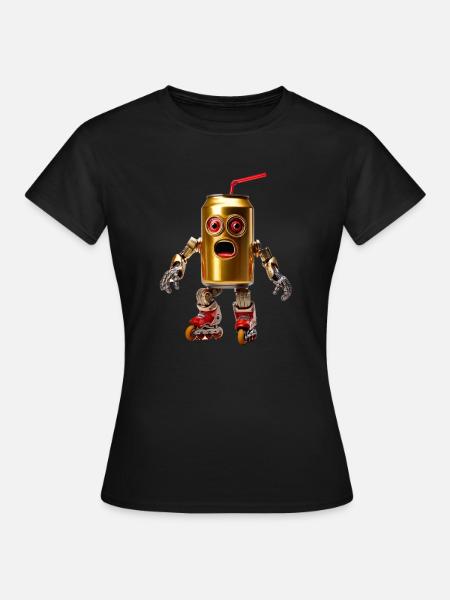 Bierdose mit Strohhalm - Frauen T-Shirt - Schwarz