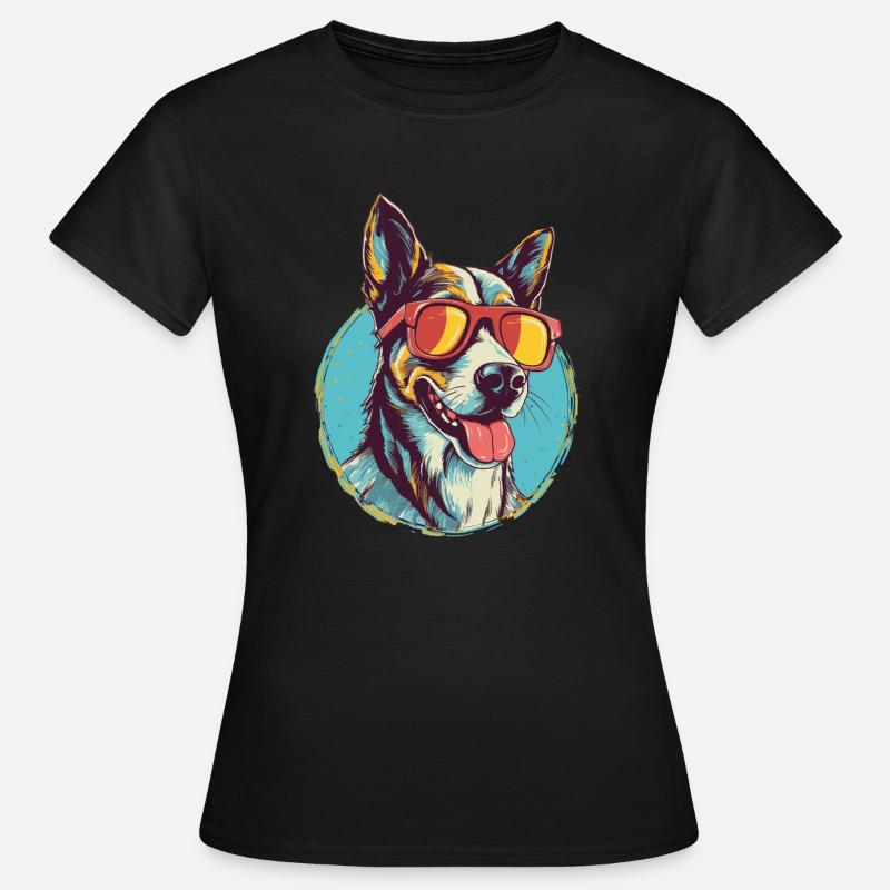 Cooler Hund mit Sonnenbrille - Frauen T-Shirt - Schwarz