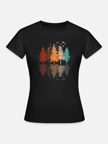 Wald Bäume Reflektion Natur Naturliebhaber - T-shirt dam - svart