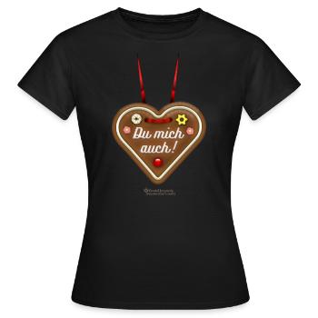 Lebkuchenherz Du mich auch - Frauen T-Shirt - Schwarz - Vorne - AI Model Female 172 dark (172cm)