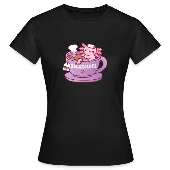 Süßer Axolotl Entspannt Sich In Tasse Tee Entspannt Sich Viel - Frauen T-Shirt - Schwarz - Vorne - AI Model Female 172 dark (172cm)