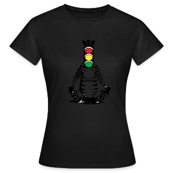 Zèbre, feu de circulation, tête, art, street art, urbain - T-shirt Femme - noir - Devant - AI Model Female 172 dark (172cm)