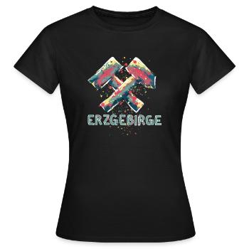 Erzgebirge Logo mit Hammer und Schlägel, Tattoo - Frauen T-Shirt - Schwarz - Vorne - AI Model Female 172 dark (172cm)