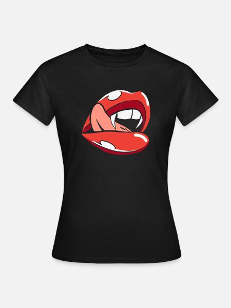Halloween Bite Lips - Frauen T-Shirt - Schwarz