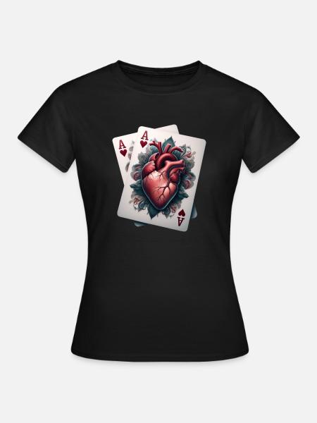 Herz Ass - Frauen T-Shirt - Schwarz