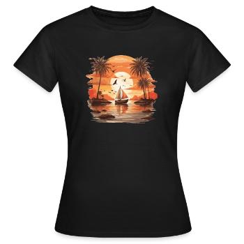 Sunset Boat - Beau coucher de soleil - T-shirt Femme - noir - Devant - AI Model Female 172 dark (172cm)