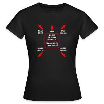 En cas de chute réassemblez comme indiqué - T-shirt Femme - noir - Devant - AI Model Female 172 dark (172cm)