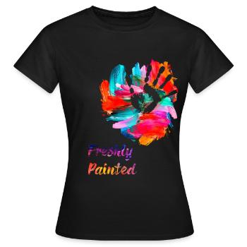 Frisch gestrichen - Frauen T-Shirt - Schwarz - Vorne - AI Model Female 172 dark (172cm)