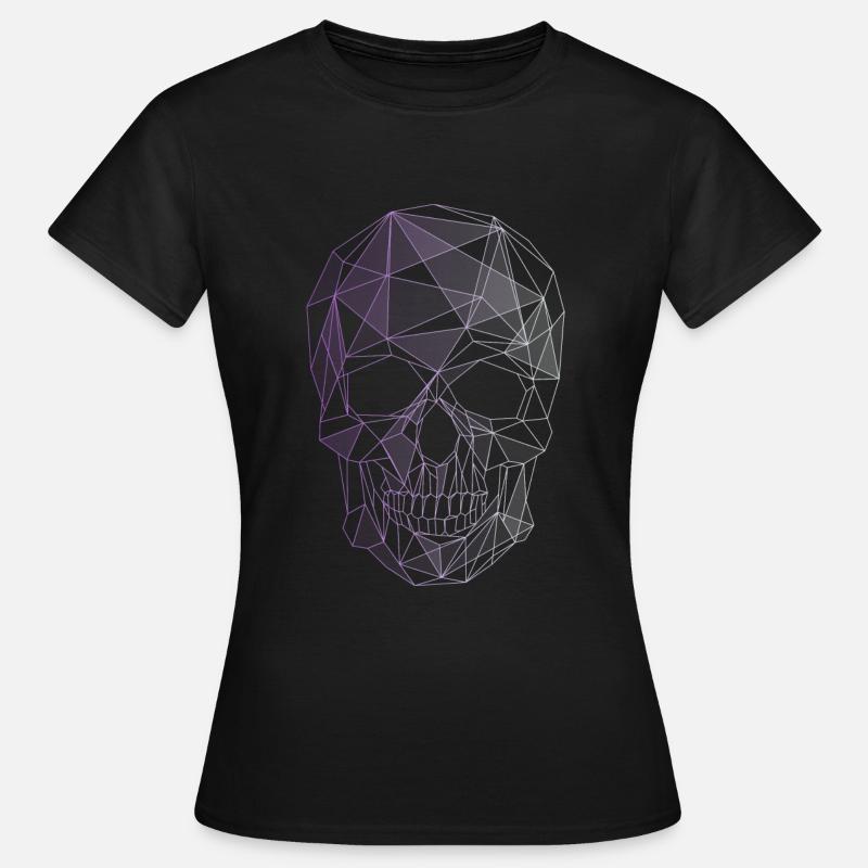 skull schädel lila gothik aesthetic wave low poly - Frauen T-Shirt - Schwarz