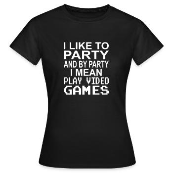 J’aime faire la fête et par fête je joue à des jeux vidéo - T-shirt Femme - noir - Devant - AI Model Female 172 dark (172cm)