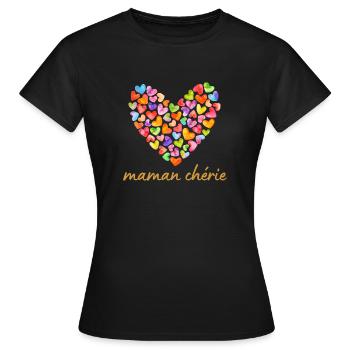 Maman chérie - cadeau fête des mères - T-shirt Femme - noir - Devant - AI Model Female 172 dark (172cm)