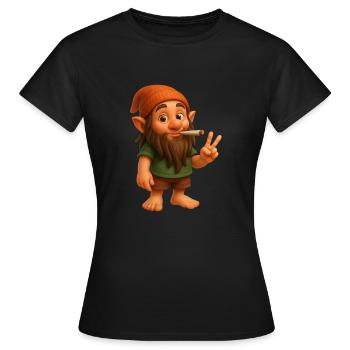 Cooler Kifferzwerg - Cannabis - Marijuana - Weed - Frauen T-Shirt - Schwarz - Vorne - AI Model Female 172 dark (172cm)
