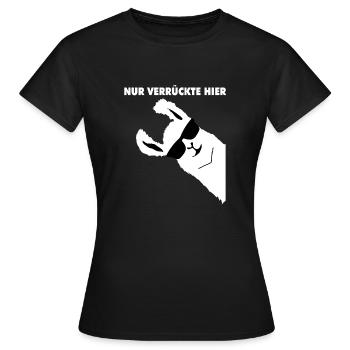 NUR VERRUeCKTE HIER ALPACA PARTY - Frauen T-Shirt - Schwarz - Vorne - AI Model Female 172 dark (172cm)