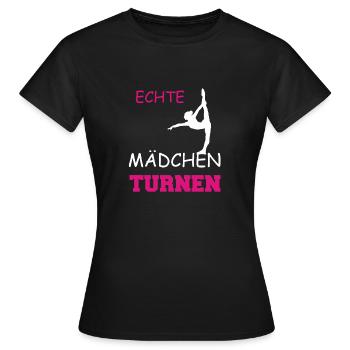 ECHTE MAeDCHEN TURNEN - Frauen T-Shirt - Schwarz - Vorne - AI Model Female 172 dark (172cm)