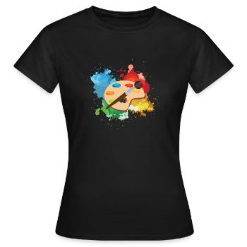 Künstlerfarbe Palette Kunsthandwerk Maler Geschenk - Frauen T-Shirt - Schwarz - Vorne - AI Model Female 172 dark (172cm)