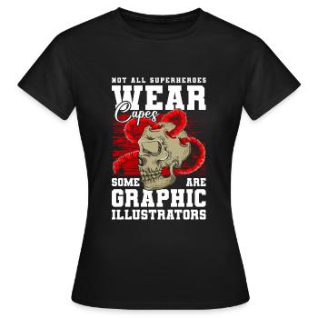 Illustrator Grafik Zeichnen - Frauen T-Shirt - Schwarz - Vorne - AI Model Female 172 dark (172cm)