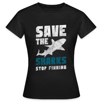 Grand plongeur d’ailerons de requin blanc - T-shirt Femme - noir - Devant - AI Model Female 172 dark (172cm)