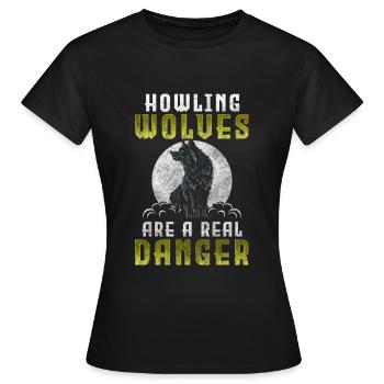 loups lévrier dire loup gris - T-shirt Femme - noir - Devant - AI Model Female 172 dark (172cm)