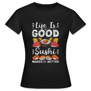 Japan Running Sushi Stäbchen Maki - Frauen T-Shirt - Schwarz - Vorne - AI Model Female 172 dark (172cm)