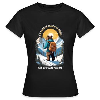 L’ours cherche le printemps - T-shirt Femme - noir - Devant - AI Model Female 172 dark (172cm)