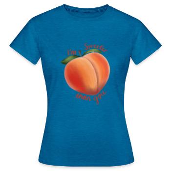 Sweeter Than You Peach - T-shirt Femme - bleu saphir antique chiné - Devant - AI Model Female 172 dark (172cm)