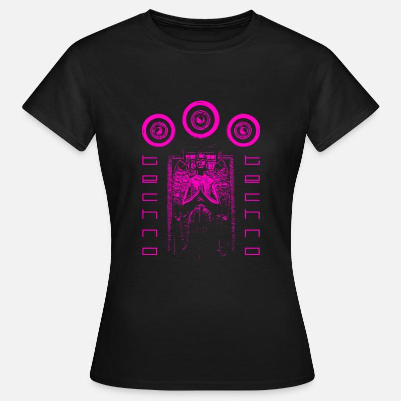 Techno Techno Engel mit Boxen in Pink - Frauen T-Shirt - Schwarz