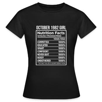 October 1982 - 40th birthday gift. Wife. - Women's T-Shirt - black - Front - AI Model Female 172 dark (172cm)