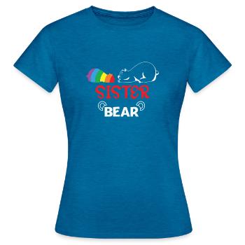 LBGT Flag Gay Pride Human Sister Bear - Women's T-Shirt - antique blue sapphire heather - Front - AI Model Female 172 dark (172cm)