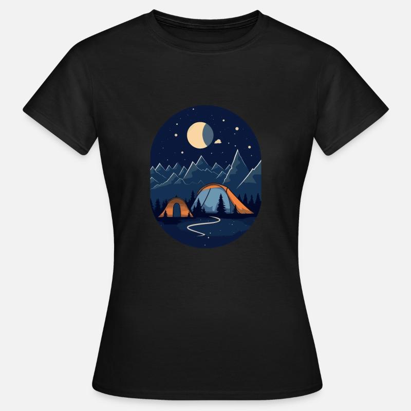 Peaceful solitude - camping in modern style - Women's T-Shirt - black